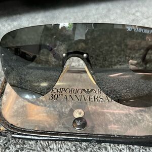 Emporio Armani Shield Sunglasses Black Smoke Lenses